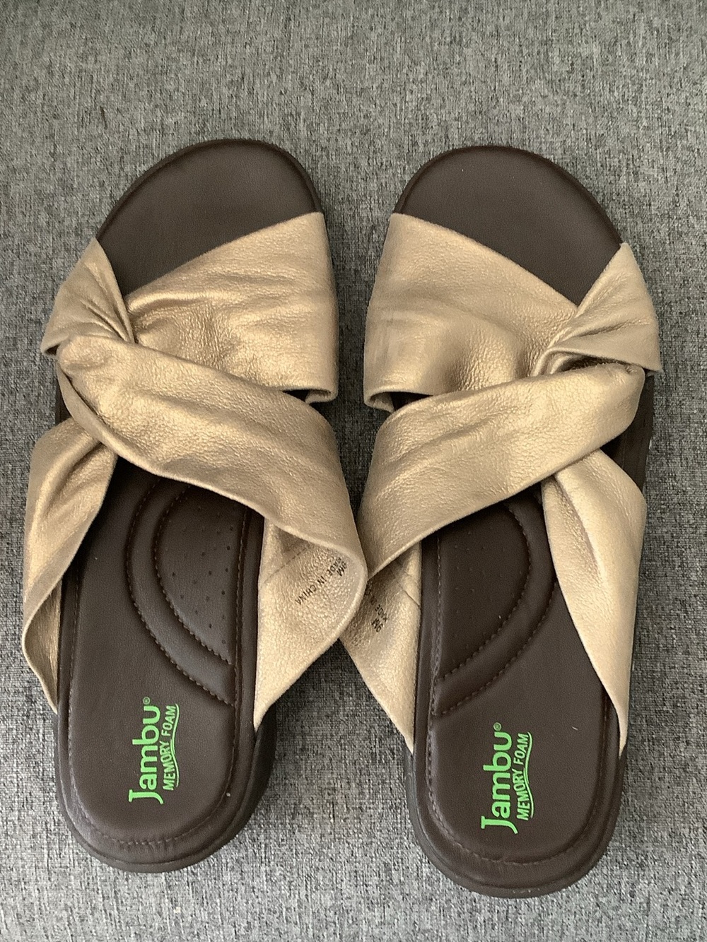 Jambu Women’s Metallic Gold Crossover Slide Sandals